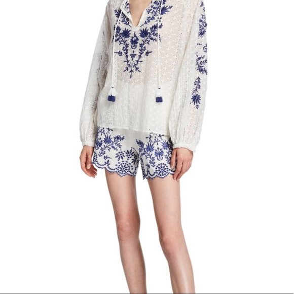 Johnny Was Pilar Embroidered Linen Shorts Sz XL - Picture 3 of 6